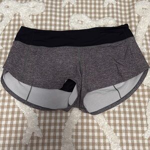 lululemon athletica Heathered Charcoal Gray and Black Athletic Shorts